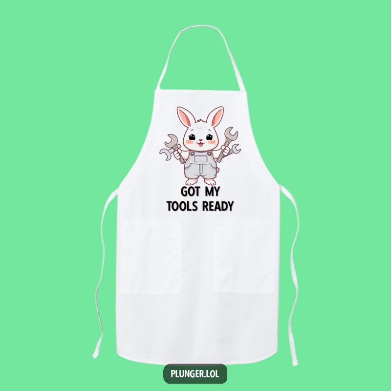 Funny Rabbit Mechanic Apron: Cheerful Overalls Wrench Holder, Practical Funny Gift for the Kitchen