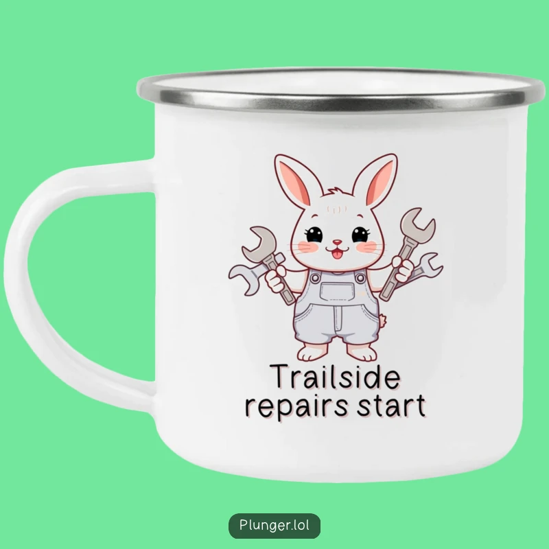 Funny Rabbit Mechanic Camping Mug: Durable Overalls Wrench Holder, Rugged Funny Gift for Outdoors