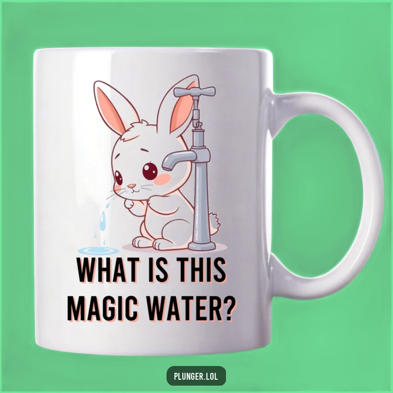 Funny Rabbit Inspecting Faucet Mug - A Hilarious Gift for Curious Minds