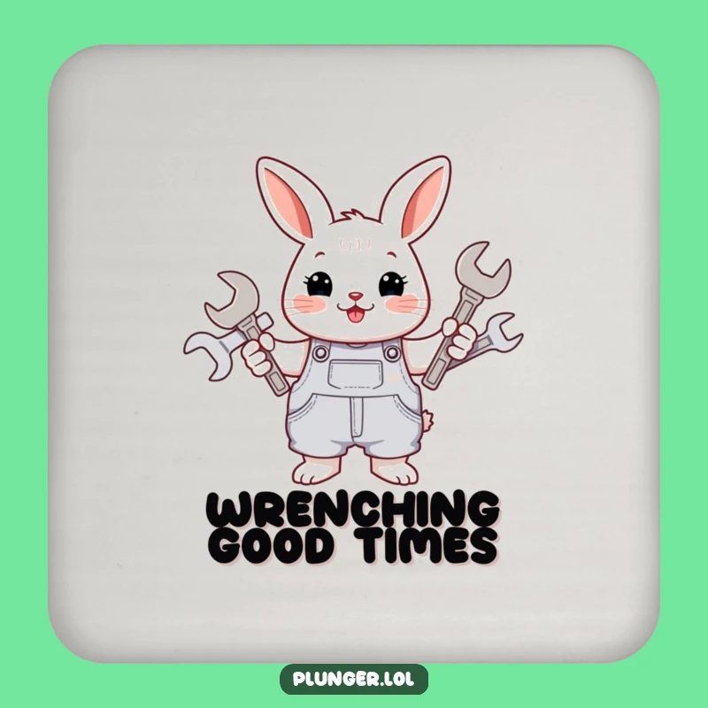 Funny Rabbit Mechanic Coasters: Cheerful Overalls Wrench Holder Set, Chic Funny Gift for Table Protection