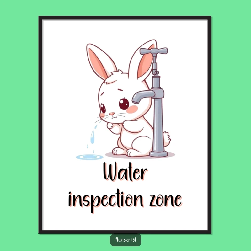 Funny Rabbit Faucet Poster - Hilarious Wall Art for Curious Decor