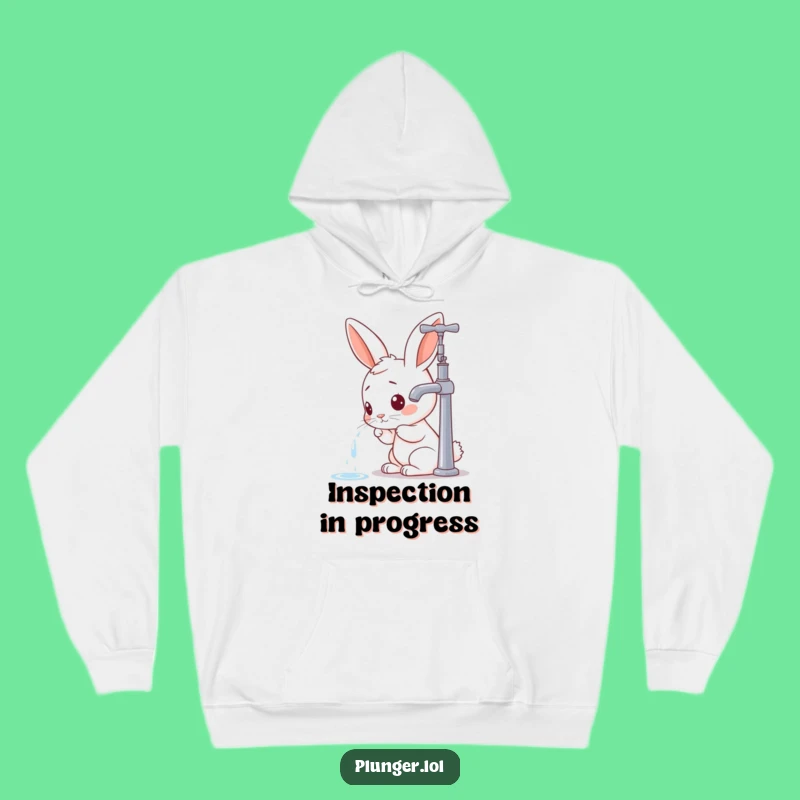 Funny Rabbit Faucet Inspecting Hoodie - Cozy and Hilariously Curious Gift