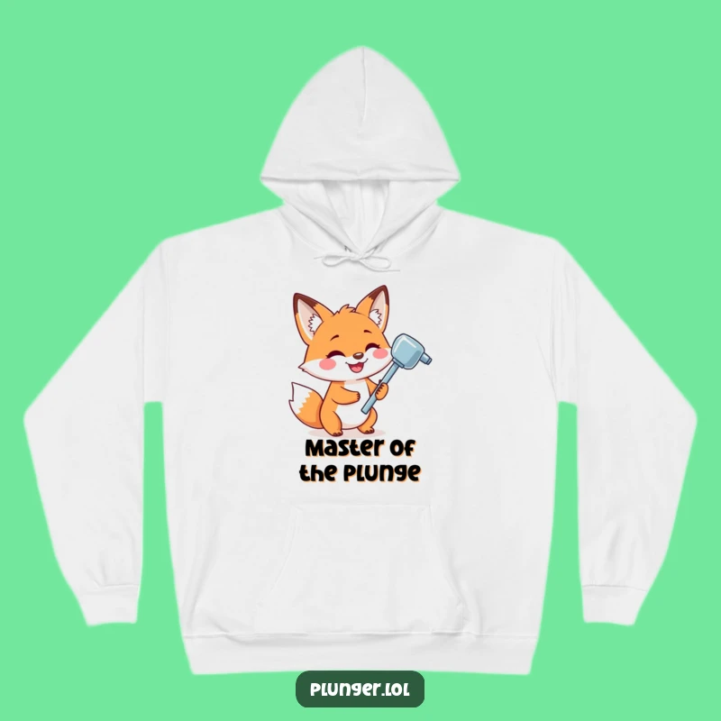 Funny Fox Plunger Hoodie: Cozy Grinning Fox Design, Warm Funny Gift for Comedians