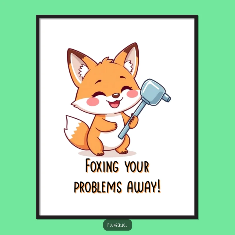 Free Printable Wall Art: Funny Fox Plumber, Downloadable DIY Decor for Bathrooms