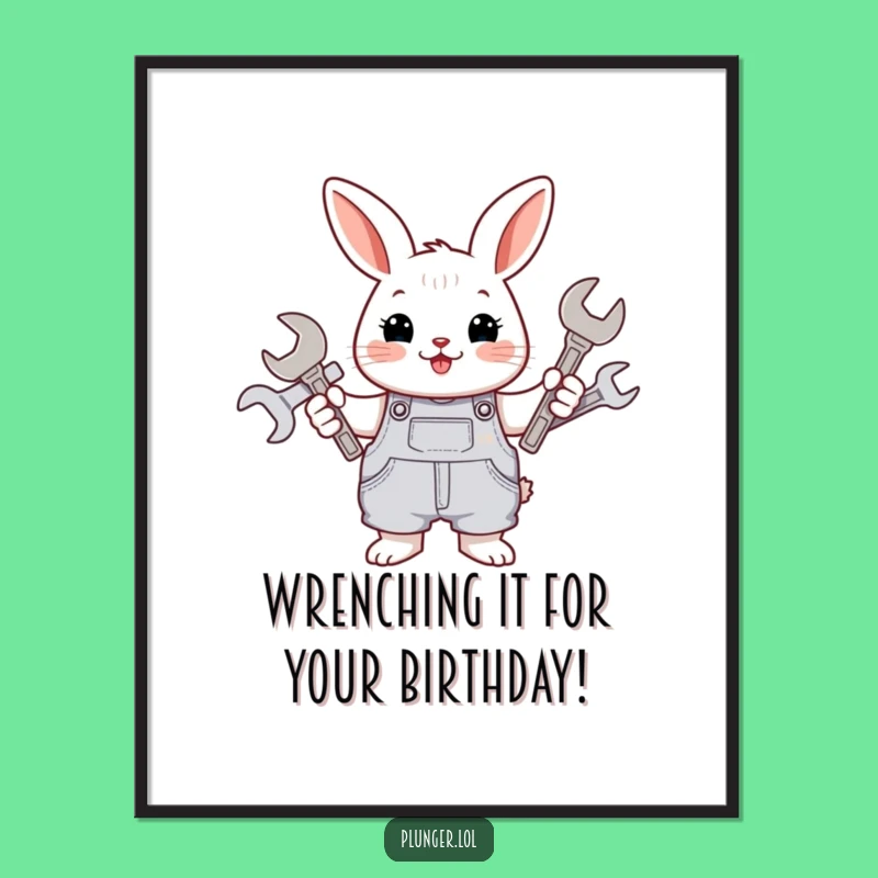Free Printable Wall Art: Funny Rabbit Mechanic, Downloadable DIY Decor for Workshops