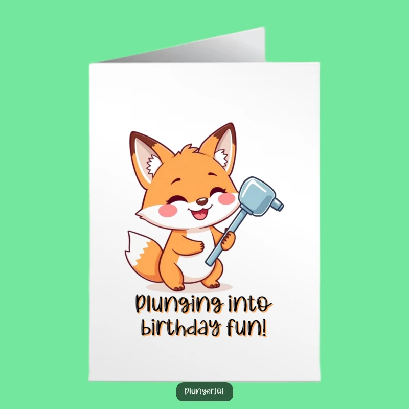 Free Printable Birthday Card: Funny Fox Plumber, Hilarious Downloadable Gift for Him
