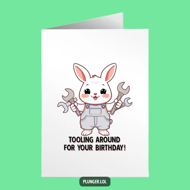 Free Printable Birthday Card: Funny Rabbit Mechanic, DIY Downloadable Gift for Him
