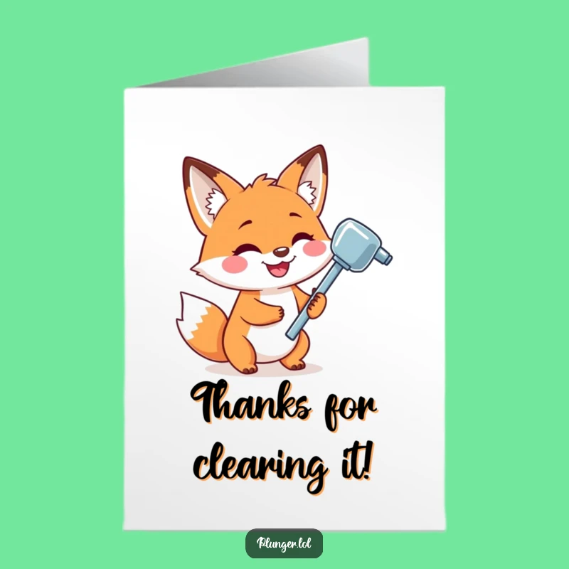 Free Printable Thank You Card: Funny Fox Plumber, DIY Downloadable Appreciation Gift