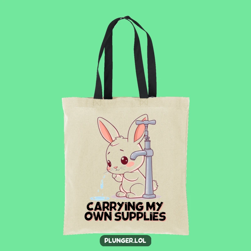 Funny Rabbit Faucet Tote Bag - Carry Your Curiosity in Style, Great Gift!