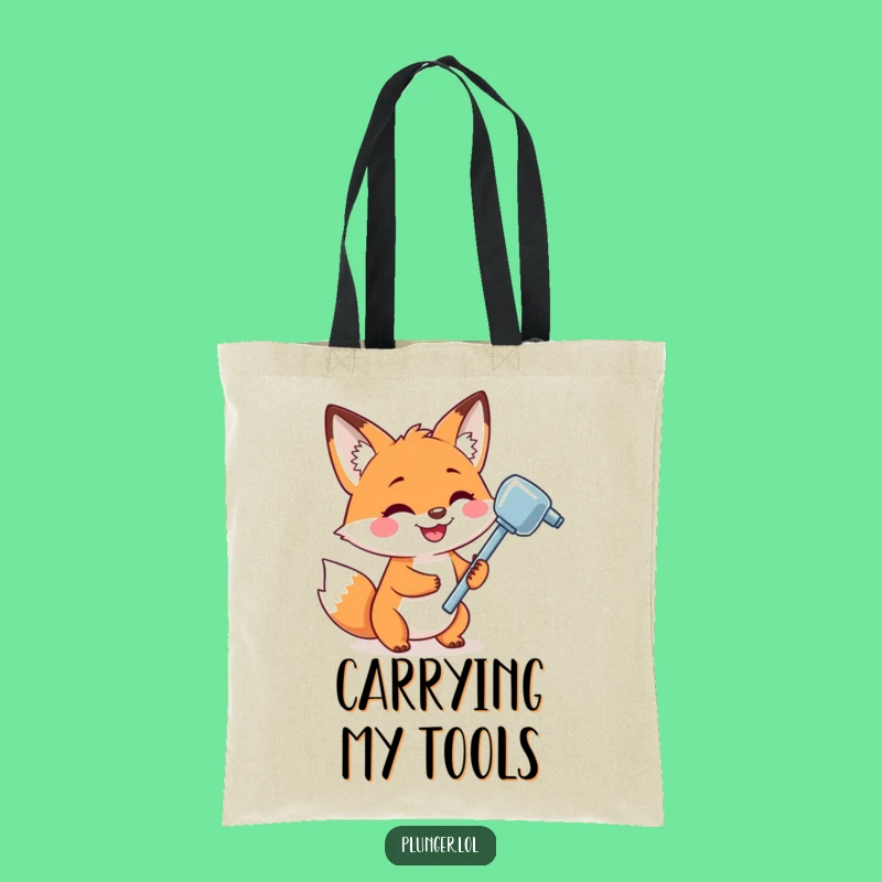 Funny Fox Plunger Tote Bag: Playful Fox Accessory, Chic Funny Gift for Everyday Use