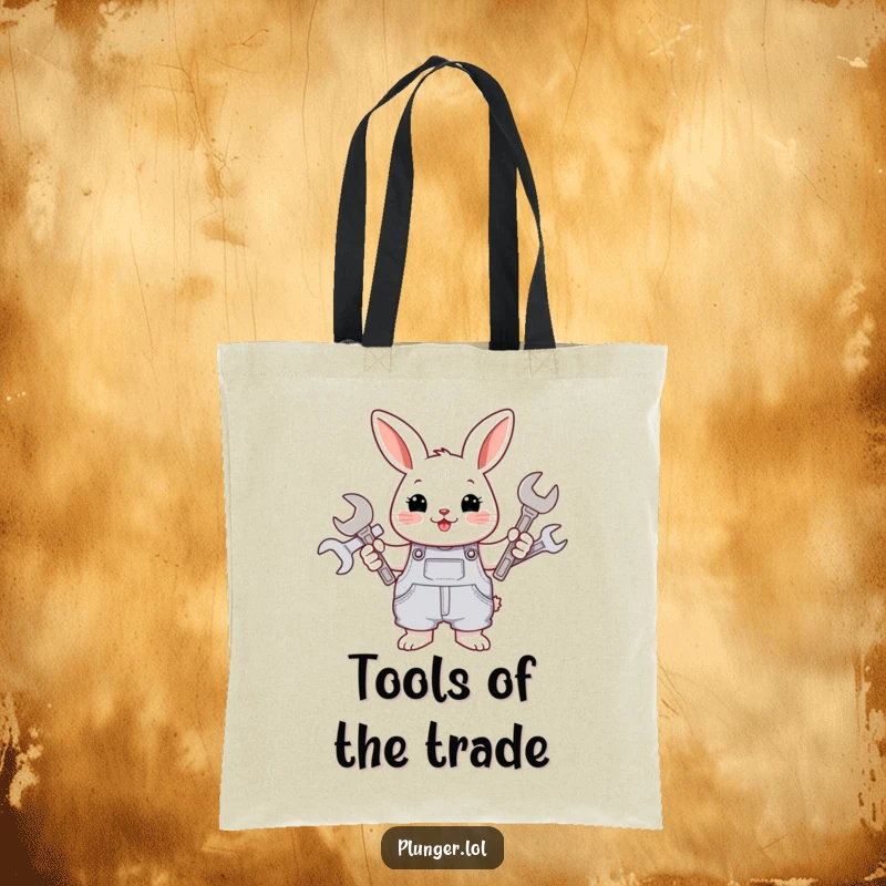 Funny rabbit mechanic, depicted in overalls, holding multiple wrenches with a cheerful and determined expression, ready for tasks.